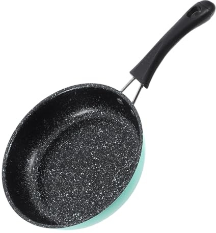FUNNETOYU Mini Sartén de Hierro Pequeña 16 Cm Azul con Revestimiento Antiadherente, Mango Antideslizante y Calentamiento Rápido, Utensilio Multifuncional para Cocinar Huevos, Panqueques