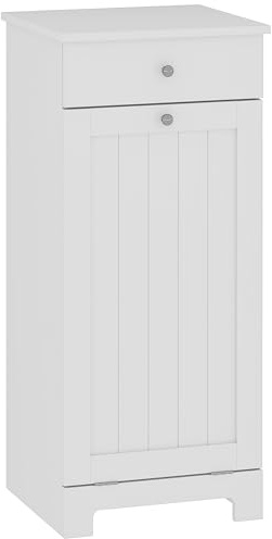 HOMCOM Armario de Baño con Cesto Ropa Sucia Abatible Blanco 40x38x90 cm