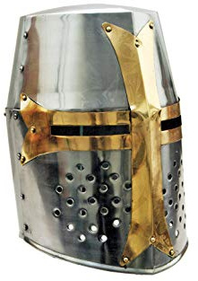 Szco Supplies 35,5 cm dekorativ tunna mässingshjälm Crusader hjälm (910902)