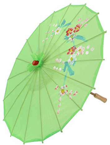 Flor Del Ciruelo Pattern Bambú Chinese Baile Paraguas Parasol Verde