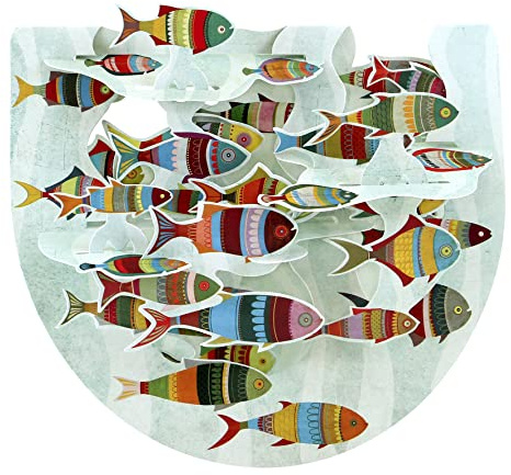 SANTORO Popnrock, 3D Pop Up Greeting Card - Fish - For Men, Women, Kids, Family, Birthday