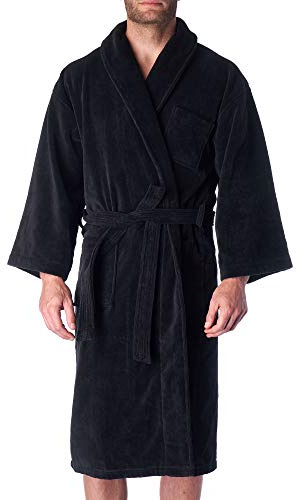 Alpine Swiss Pure Cotton Mens Terry Cloth Bathrobe Super Absorbent Spa Robe BLK ML
