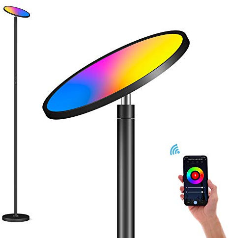 Stehlampe Smart 25W Super Bright LED Deckenfluter, RGBCW, 2700K-6500K, Berührungssteuerung & APP-Steuerung, Kompatibel mit Alexa und Google Home, Stehleuchte zum im Wohnzimmer Schlafzimmer Büro