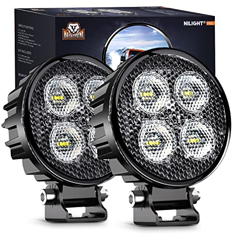 Nilight Pro Series 2PCS 3 Inch Round LED Pod Flood Lights 90° 1500LM