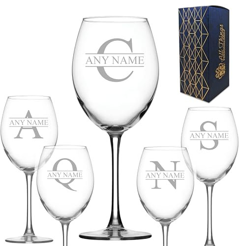 Personalised Engraved Novelty 19oz Enoteca Wine Glass, Initial and Name, Nickname or Relation. Great for Birthdays, House Warming and Other Special Occasions