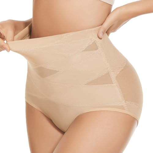 YADIFEN Body Shaper for Women Tummy Control Knickers High Waist Shapewear Slimming Underwear Breathable Butt Lifter Panties Cozy Control Briefs L Beige