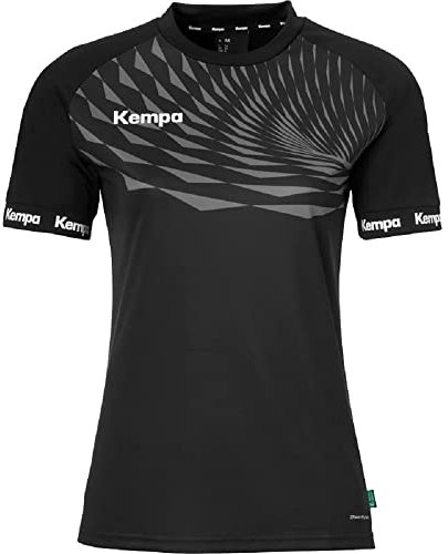 Kempa Herren Wave 26 Shirt Women Damen Mädchen Sportshirt Kurzarm Funktionsshirt Handball Gym Fitness Trikot, Schwarz/Anthra, S EU