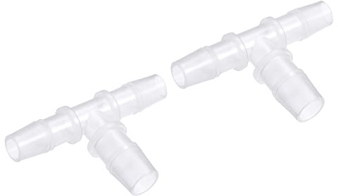 M METERXITY 2pcs Barb Hose Fittings 10x12x10mm Transparent(T Shaped 3 Way) | Tee Plastic Pipe Connectors,Apply to Water Fuel