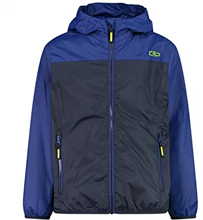 CMP - Giacca da Bambino con Cappuccio Antipioggia, Black Blue, 128
