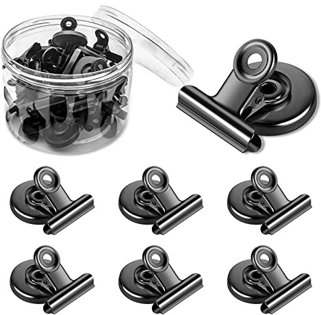 Clips Magnétiques, Aimant De Réfrigérateur Clips, Aimant Frigo Clips pour Maison, Bureau, École (Noir (10 Pièces))