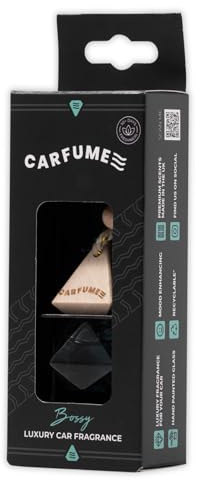 Carfume Bossy Car Air Freshener Original | Premium Woody Sandalwood, Cedar & Citrus Fragrance | Luxury Blue Recyclable Scented Diffuser For Men - Odour Eliminator - Car Accessories