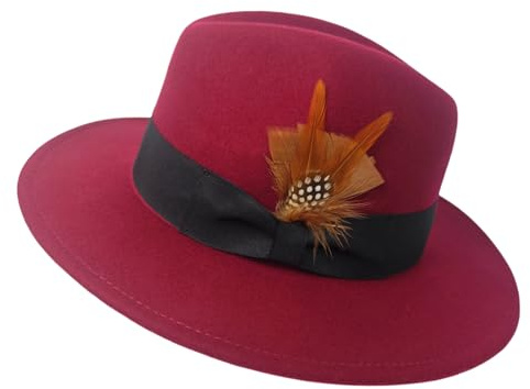 HEYANN Fedora Sombrero para hombre y mujer, fieltro de lana, sombrero de hombre con ala ancha, sombrero de Fedora, gorra Derby Jazz Gentleman Sombrero Trilby Caps Panamá Sombrero Jazz Sombreros,