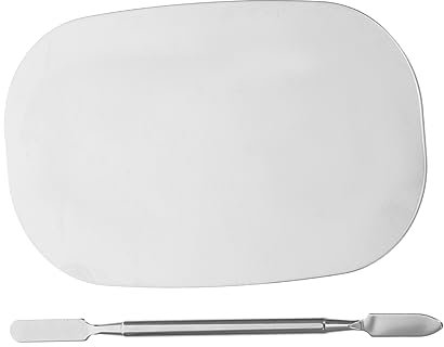 WOONEKY 1set Palette Di Miscelazione Fondotinta Acciaio Inossidabile Professionale Con Spatola Per Makeup Facile Da Pulire e Portatile Per Artisti Del Trucco e Uso Quotidiano
