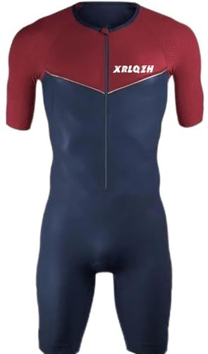 Triathlon Tri Costume, Trik Tri Costume pour Hommes Men's Cycling Skinsuit Gel Padded, Combinaison Vélo Jersey Respirant Séchage (L,TYP-14)
