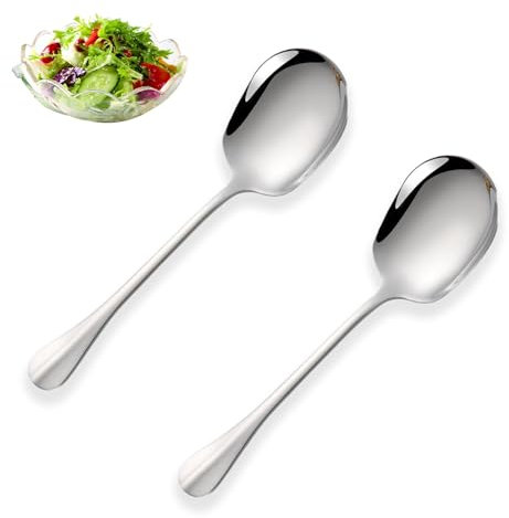 QTTRPCU 2 Stück Servierlöffel Edelstahl, Löffel Vorlegelöffel, Gemüselöffel, Serving Spoon, ServierlöFfel mit Langen Griffen