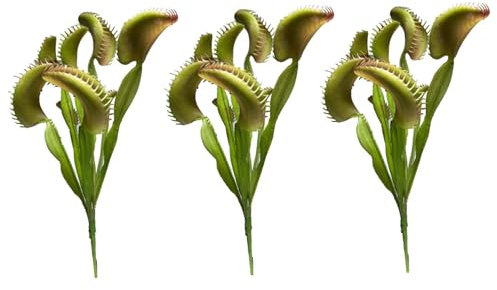 NASSMOSSE Venus Flytrap, 3PCS 15.8 Inch Artificial Venus Fly Trap Plants, Lifelike 8-Head Venus Fly Trap Costume, Reusable Faux Plants for Office Home Vase Garden