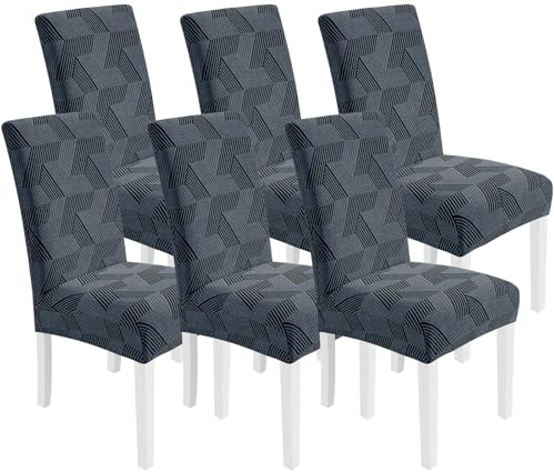 CYCMACO Fundas Sillas De Comedor Pack 6, Fundas Sillas Elástico Universal con Respaldo, Ajustables, Modernas, Duradera, Extraíbles, Lavables, Suave Y Confortable, para Hogar, Gris Oscuro