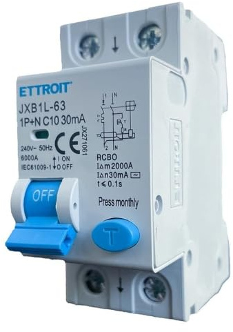 IXTRIMA Interruttore Magnetotermico Differenziale 1P+N 10A 30mA 220V-6KA 2 moduli 30mA per Guida DIN - Protezione Circuiti e Sicurezza Impianti