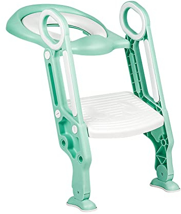 Homewell Barntoalett med trappa, barntoalettstol för flickor och pojkar, hopfällbar och justerbar, trapppall, lämplig för V, U, O-formad toalett