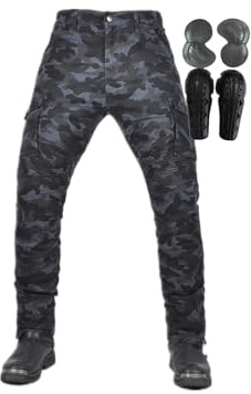 Herrmotorcykelbyxor (förlängda knäskydd) CE-bepansrade touringjeans, motocross-modell(Natural,XS)