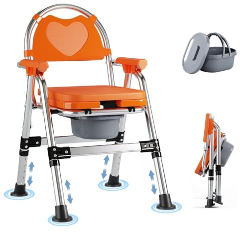 HAIORJUN Silla WC Ajustable con Orinal, Plegable hasta 200 kg