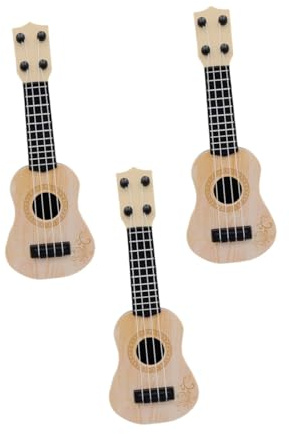 Gatuida Lot de 3 Mini Guitares Jouets à 4 Cordes, Instrument de Musique pour Garçon et Filles, Musical D’éveil, Matériau Résistant, Taille Mini, Couleur Aléatoire, pour