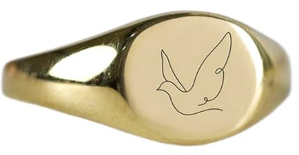 WORLD WIDE GEMS duvring i rund form | 925 sterling silver guldpläterad | presentsmycken, vintage stil signet ring allergivänliga handgjorda smycken |WW_PDR_01088