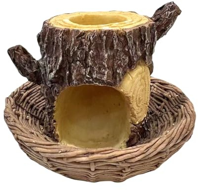 Mangeoire à Oiseaux Bol à Nourriture en Forme de Souche d'Arbre