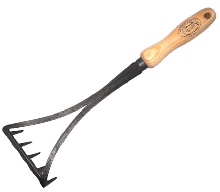 DeWit Bio Rake Cultivator – Garden Hand Tool with Hardened Boron Steel Tines & Ash Hardwood Handle