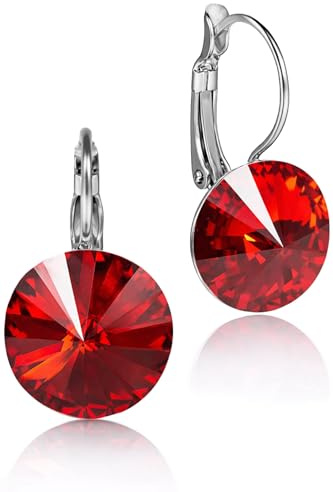 LUISIA Ohrringe Rivoli mit Premium Kristallen - 14 mm Light Siam/Rot