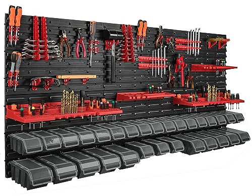 178 x 78 cm Wandregal 30 Sichtlagerkästen Deckel Werkzeughalter Stapelboxen Werkstatt Werkbank