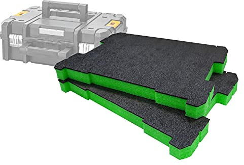 Shadow Foam TSTAK/ProStack skuminlägg [30 mm grön dubbelpack] lättskalade skuminlägg för DeWalt TSTAK & Stanley ProStack lådor