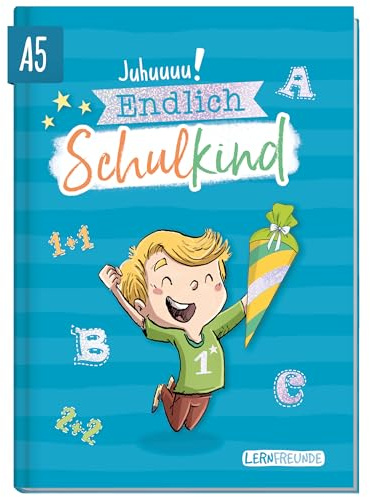 Endlich Schulkind! A5 Erinnerungsalbum zur Einschulung für Jungen by Häfft [Blau] Hardcover Einschulungsbuch Schulanfang, erster Schultag | Geschenk für die Schultüte | klimafreundlich & nachhaltig