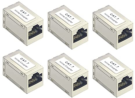 VCELINK RJ45 Kupplung Cat7, vergoldet Lan Verbinder, 10 Gigabit Lan Kabel Verlängerung, Lan Adapter geschirmt für Ethernet Kabel, Netzwerkkabel, Patchkabel Cat7 Cat6A Cat6 Cat5e Cat5, 6 Stück