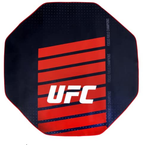 Konix UFC Tapis de Sol Gaming 98 x 98 cm pour Chaise de Bureau - Revêtement antidérapant - Noir et Rouge