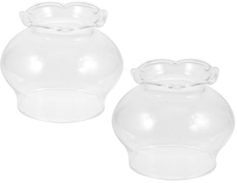 BESPORTBLE 2pcs Glass Lampshade Oil Lamp Shade Oil Chimney Globes Kerosene Glass Replacement Kerosene Shade for Indoor Use Decorative Lights to Open