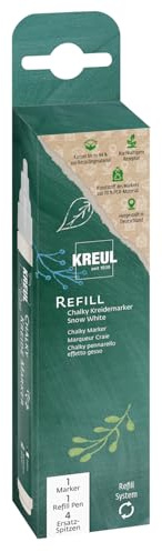 KREUL 22710-1 marqueur craie Chalky Snow White, médium, 1 x stylo recharge avec encre originale, 25 ml, env. 4 recharges de crayon, 4 pointes de rechange