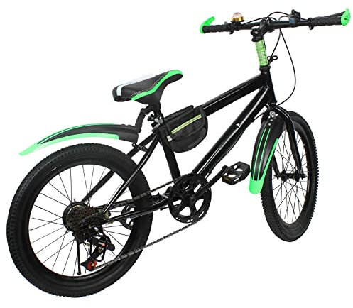 DENEST Kinderfahrrad 20 Zoll Mountainbike Hartstahl Fahrräder 7 Gang Kinderfahrrad Hardtail MTB Mountainbikes für Jungen MäDchen Outdoor-Sportarten (Grün)