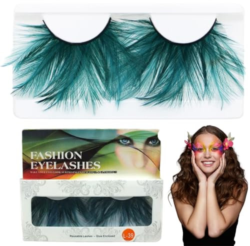 Fantastische Wimpern,Künstliche Wimpern,Falschen Wimpern,Feder Wimpern,Fake Lashes,Anziehende Deko für Party, Fasching, Maskerade, Bühne, Halloween