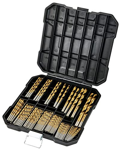99 PCS Twist Drill Bit Set, 135° Tip & Hex Shank Jobber Twist Drill Bits Size from 1.5mm up to 10mm for Drilling in Wood/Plastic/Fiberglass (99PCS + Plastic Case)