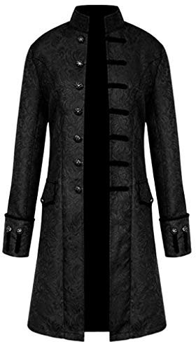 Steampunk Herren Jacke - Gothic Frack Herren Mantel Gehrock Mittelalter Viktorianische Mäntel Uniform Lange Smoking für Männer Halloween Kostüm Karneval Fasching Party Cosplay Punk Kleidung