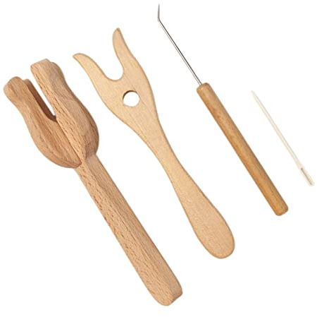 rockible Fourche à Tricoter Outil de Tressage Bricolage en Bois Tricoteurs Multifonctions