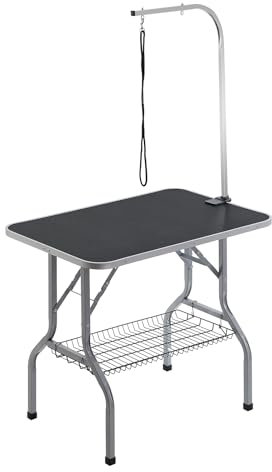 VEVOR Trimmtisch 985x615x1662mm Schertisch Edelstahl Hundepflegetisch 150kg Tragfähigkeit Frisiertisch Hund Faltbar Tierpflegetisch 914,4x609,6mm Desktop Ideal für Baden Trimmen Trocknen Bürsten