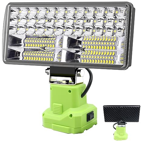 Luz de Trabajo LED Inalámbrica Compatible con Ryobi 18V ONE+ Batería 6000LM 38W Linterna Super Brillante Luz de Inundación Portátil con 2 Modos de Iluminación y Cabezal Ajustable