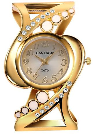 CANSNOW Damen Spangenuhr - Modische Gold und Silber Armbanduhr | Stilvolle Uhr für Damen
