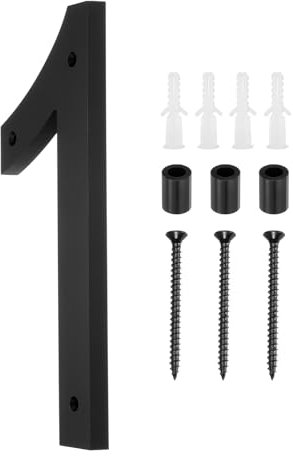 sourcing map 12 Inch Modern House Number, Acrylic Floating House Number for Outside Address Sign for House with Nail Kit for Mailbox Yard Home Front Door (Number 1, Matte Black)