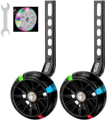 FORTOP Ruote da allenamento per bicicletta, coppia di ruote posteriori robuste con kit stabilizzatore montato per biciclette per bambini ragazzi e ragazze bici a velocità singola con dimensioni da 12