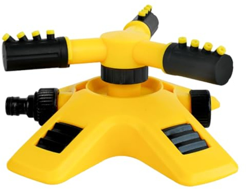 Aspersor para Césped - Rociador de Riego con 3 Brazos - Aspersor de Cobertura 360° de Larga Distancia para Huerto, Invernadero, Piscina, Patio, Paisajismo, Plantación, Césped y Patio Trasero