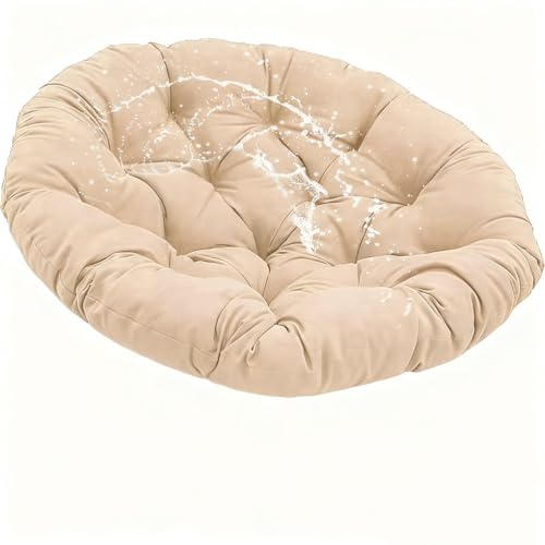 Generico Cuscino per Sedia a Dondolo, Cuscino Rotondo, Cuscino per Sedia in Rattan in Vimini Appes Impermeabili per Sedia da Giardino, Sedia Uova E Sedia a Dondolo,Cachi,110x110cm