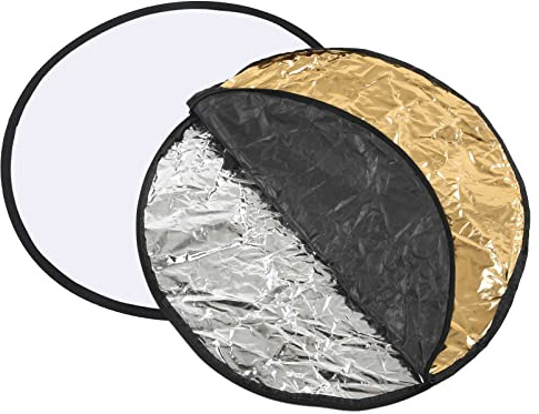 Denash 5 in 1 Reflector di Luce Fotografica, Riflettore Rotondo Pieghevole con Borsa per lo Studio Fotografico e Trasmissione in Diretta (80 cm)